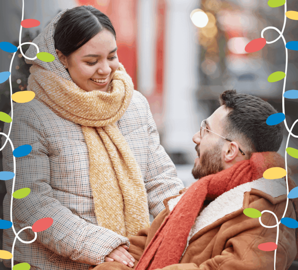 woman talking to a man in a wheelchair